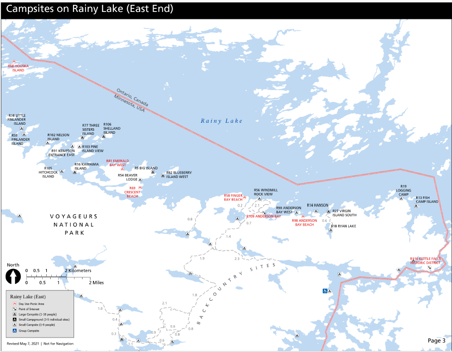 Rainy Lake Voyageurs Park campsites East